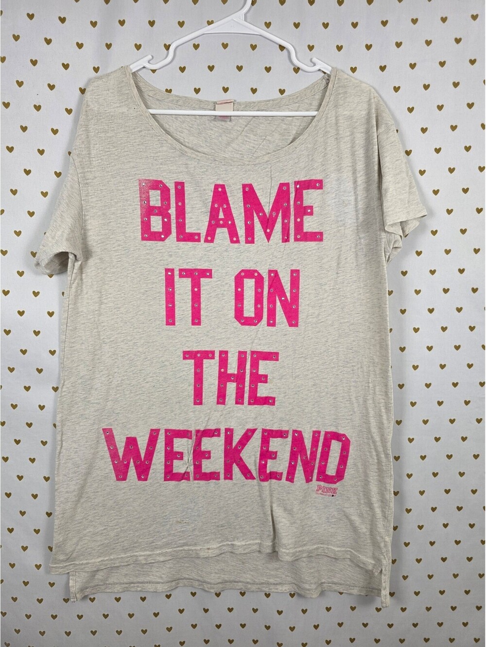 Victorias Secret PINK Vintage Blame on the weekend Bling sleep shirt Nightgown